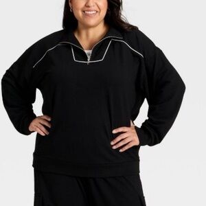 Ava & Viv Black Zip-Front Pullover with Branded Tag
